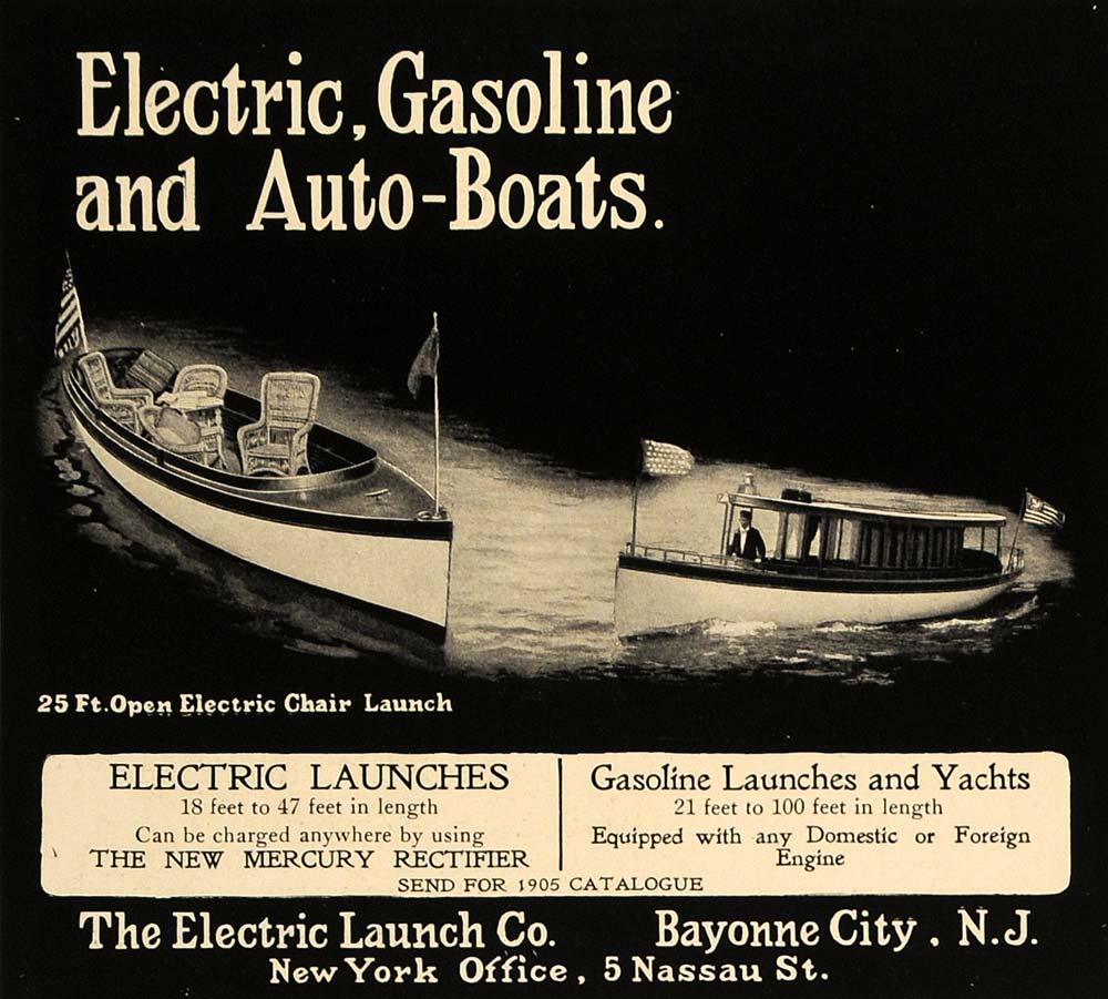 1905 Ad Electric Launch Company Mercury Rectifier Boat - ORIGINAL CL7