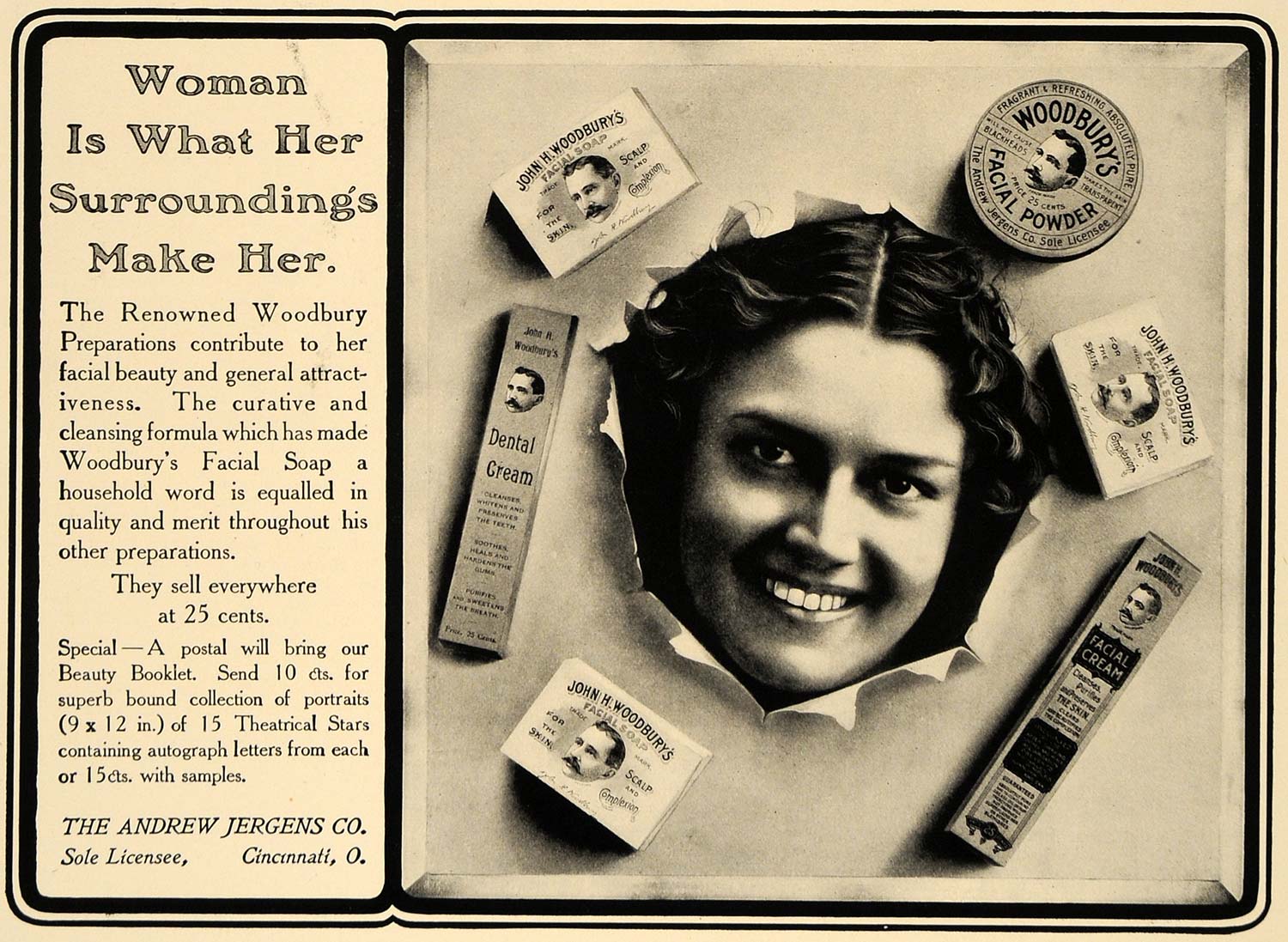 1905 Ad Andrew Jergens Woodbury Facial Soap Products - ORIGINAL ADVERTISING CL7