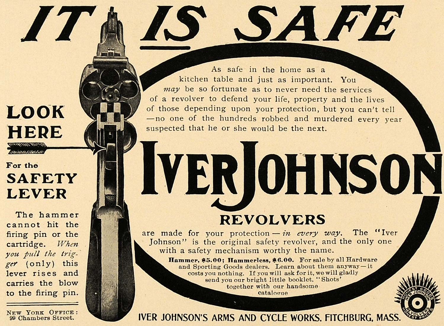 1905 Ad Iver Johnson Revolvers Famous Assasinations - ORIGINAL ADVERTISING CL7