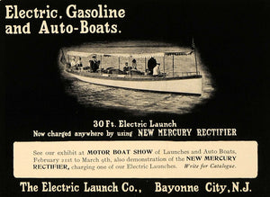 1905 Ad Electric Launch Boat New Mercury Rectifier - ORIGINAL ADVERTISING CL7