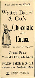 1905 Ad Walter Baker Chocolate Cocoa Woman Maid - ORIGINAL ADVERTISING CL7