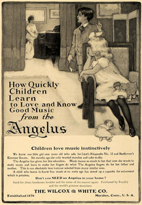 1905 Ad Wilcox White Angelus Piano Children Learn Music - ORIGINAL CL7