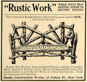 1909 Ad Rustic Construction Works Settee Pricing NY - ORIGINAL ADVERTISING CL7