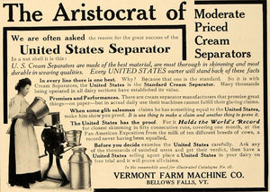 1909 Ad United States Cream Separator Vermont Milk Farm Machine Bellows CL7