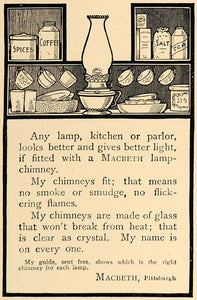 1909 Ad Macbeth Chimney Lamp Antique Light Home Decor - ORIGINAL ADVERTISING CL7