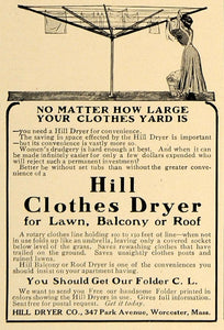 1909 Ad Hill Dryer Company Worcester Clothes Lawn Roof - ORIGINAL CL7