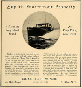 1928 Ad Kings Point Long Island Acres Dr Curtis Muncie - ORIGINAL CL7