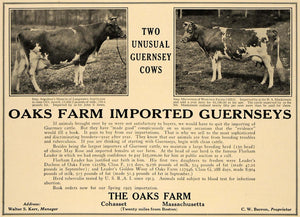 1924 Ad Oaks Farm Cohasset Walter S Kerr C W Barron Cow - ORIGINAL CL7