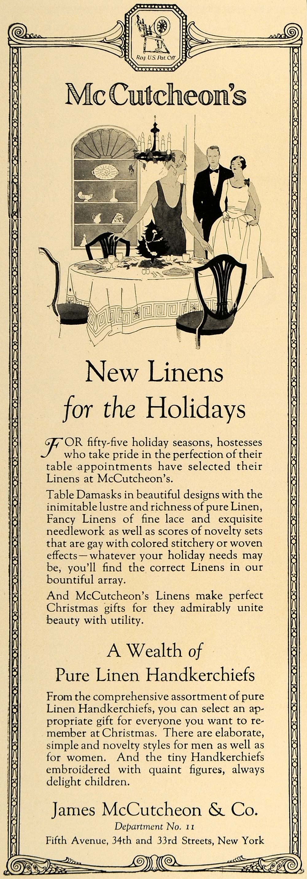 1924 Ad James McCutcheon Company Linens Handkerchiefs - ORIGINAL ADVERTISING CL7