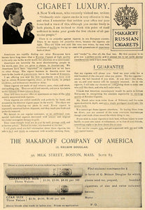 1906 Ad Luxury Makaroff Company Russian Cigarets Czar - ORIGINAL ADVERTISING CL8