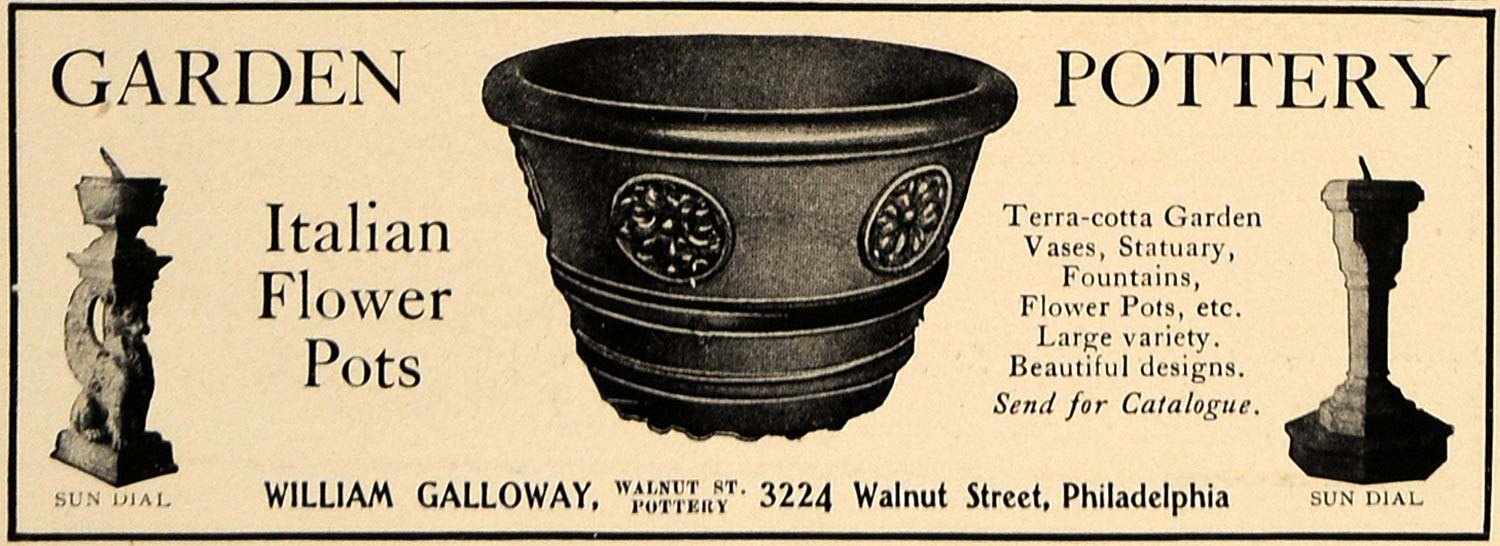 1906 Ad Garden Pottery William Galloway Flower Pot Vase - ORIGINAL CL8