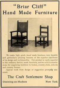 1906 Ad Briar Cliff Furniture Craft Settlement Shop - ORIGINAL ADVERTISING CL8