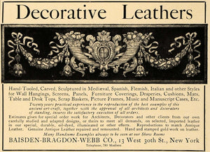1906 Ad Decorative Leather Baisden Bragdon Webb Company - ORIGINAL CL8