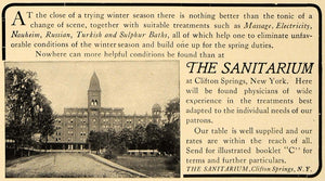1906 Ad Sanitarium Clifton Springs Nauheim Sulphur Bath - ORIGINAL CL8
