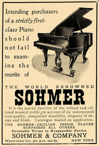 1906 Ad Sohmer Cecilian Inside Player Piano Insturment - ORIGINAL CL8