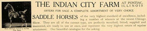 1906 Ad Indian City Farm IL Saddle Horses Shan Mullagh - ORIGINAL CL8