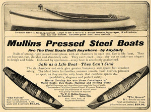 1906 Ad Mullins Pressed Steel Boats Sultan Queen Models - ORIGINAL CL8