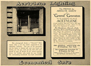 1906 Ad Acetylene Lighting General Generators New York - ORIGINAL CL8