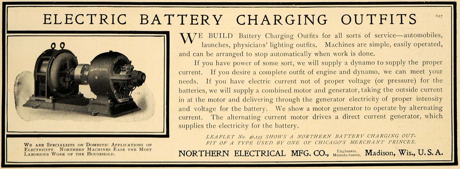 1906 Ad Electric Battery Charging Machine Northern Elec - ORIGINAL CL8