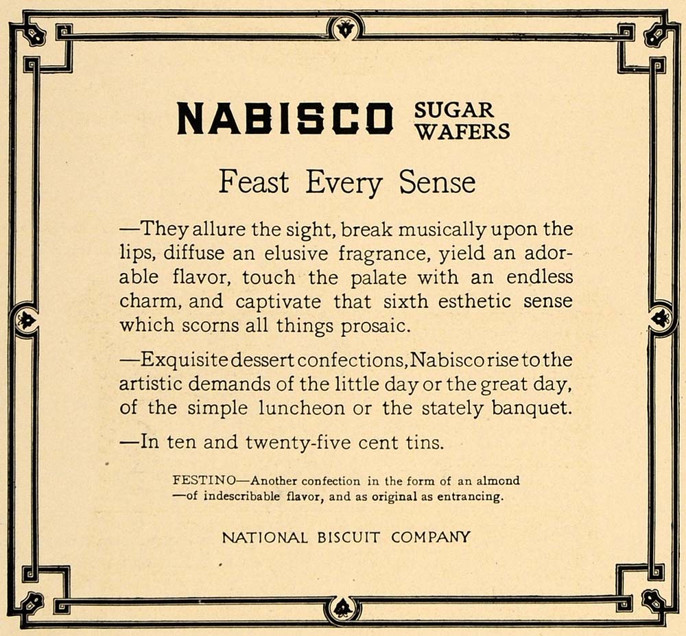 1906 Ad Nabisco Sugar Wafers Festino Confection Dessert - ORIGINAL CL8