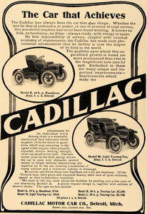 1906 Ad Cadillac Antique Model K Runabout M Touring Car - ORIGINAL CL8