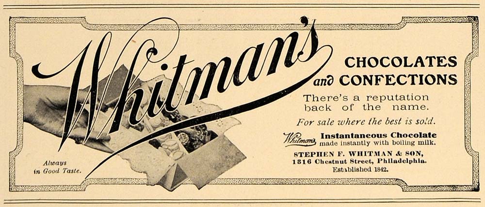 1906 Ad Stephen F. Whitman Chocolates Confections - ORIGINAL ADVERTISING CL8