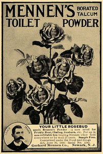 1907 Ad Mennen's Talcum Toilet Powder Child Rosebuds - ORIGINAL ADVERTISING CL8