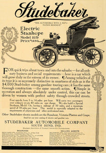 1907 Ad Antique Studebaker Electric Stanhope Model 22b - ORIGINAL CL8