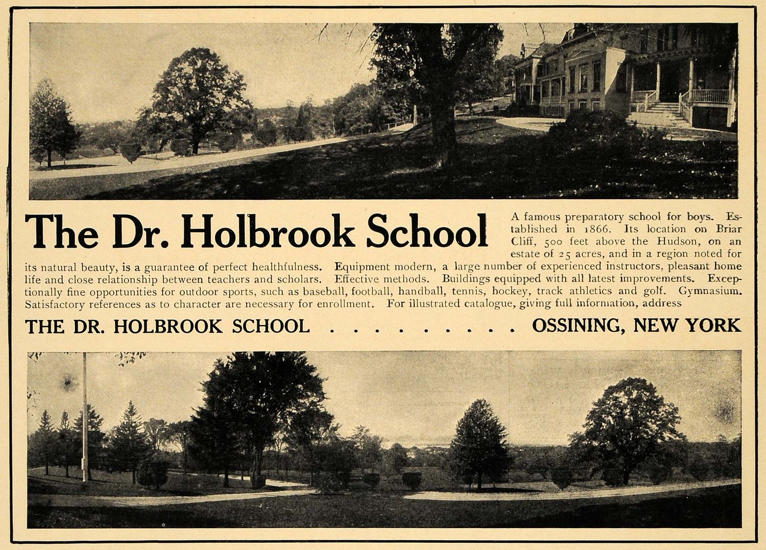 1907 Ad Dr Holbrook School Ossining Military Academy - ORIGINAL ADVERTISING CL8