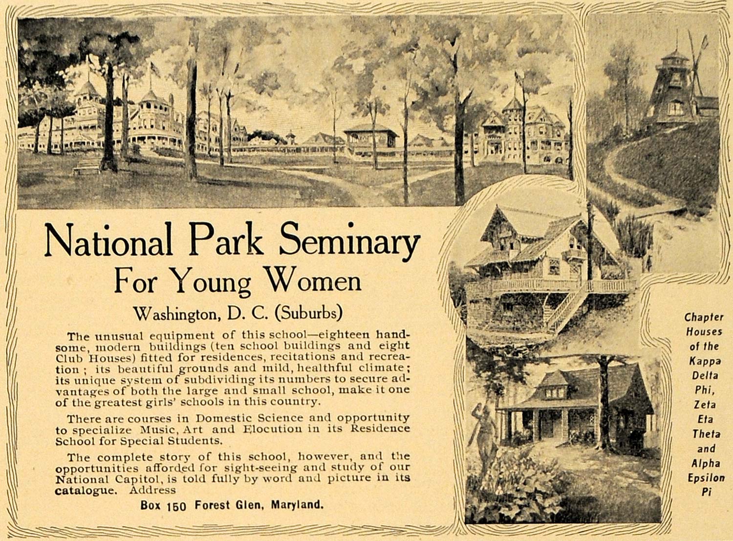 1907 Ad National Park Seminary College Girls School - ORIGINAL ADVERTISING CL8