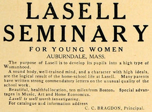 1907 Ad Edward Lasell Seminary School Typhoid Fever - ORIGINAL ADVERTISING CL8