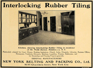 1907 Ad Rubber Tile Webb Horton New York Belting Co. - ORIGINAL ADVERTISING CL8