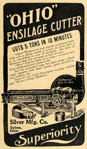 1907 Ad Ohio Ensilage Cutter Blower Silver Mfg Company - ORIGINAL CL8