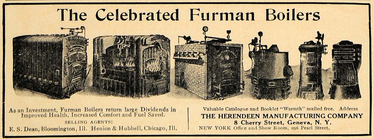1907 Ad Furman Boilers Herendeen Company Henion Hubbell - ORIGINAL CL8