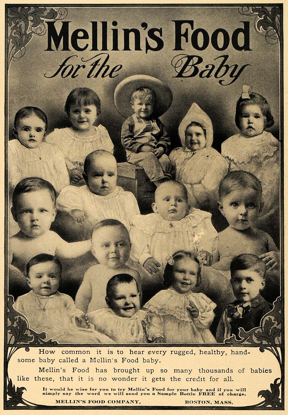 1907 Ad Mellins Food Company Boston Baby Children Food ORIGINAL CL8
