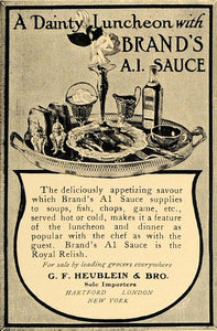 1907 Ad Kraft Foods A1 Sauce G F Heublein & Brother - ORIGINAL ADVERTISING CL8