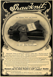 1907 Ad Shawknit Socks Style Lisle Shaw Stocking Lowell - ORIGINAL CL8