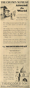 1924 Ad Franconia Mediterranean Thos Cook Son Cruise - ORIGINAL ADVERTISING CL8