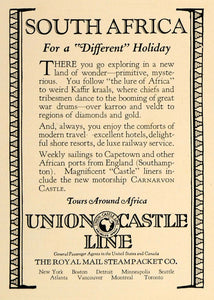 1927 Ad South Africa Union Castle Line Cruise Vacation - ORIGINAL CL8