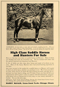 1928 Ad Harry McNair Saddle Hunter Horses Margerie Mare - ORIGINAL CL8