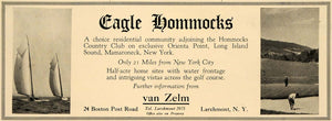 1928 Ad Eagle Hommocks Country Club Van Zelm Sailing - ORIGINAL ADVERTISING CL8