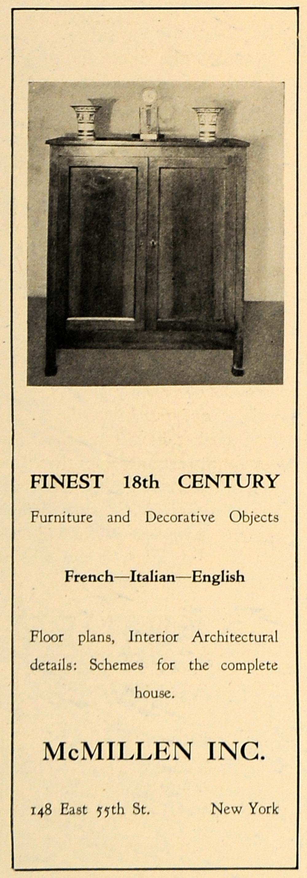 1928 Ad McMillen 18th Century Furniture French Italian - ORIGINAL CL8