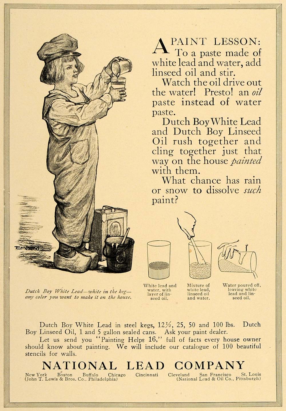 1913 Ad Dutch Boy National Lead Paint Linseed Oil Mix - ORIGINAL ADVERTISING CL8