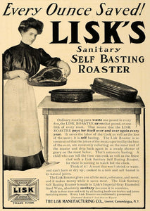 1906 Ad Lisk Mfg Sanitary Self Basting Roaster Meat - ORIGINAL ADVERTISING CL8