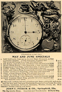 1906 Ad Pocket Watch Jewelry Ring John C Pierik Company - ORIGINAL CL9