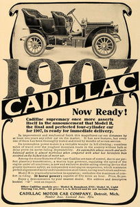 1906 Ad 1907 Cadillac Model H M K Car Runabout Touring - ORIGINAL CL9