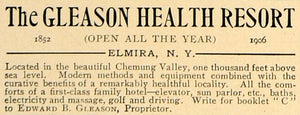 1906 Ad Edward Gleason Health Resort Sanitarium Fisher - ORIGINAL CL9