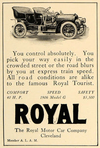 1906 Ad Royal Tourist Model G Automobile Antique Car - ORIGINAL ADVERTISING CL9