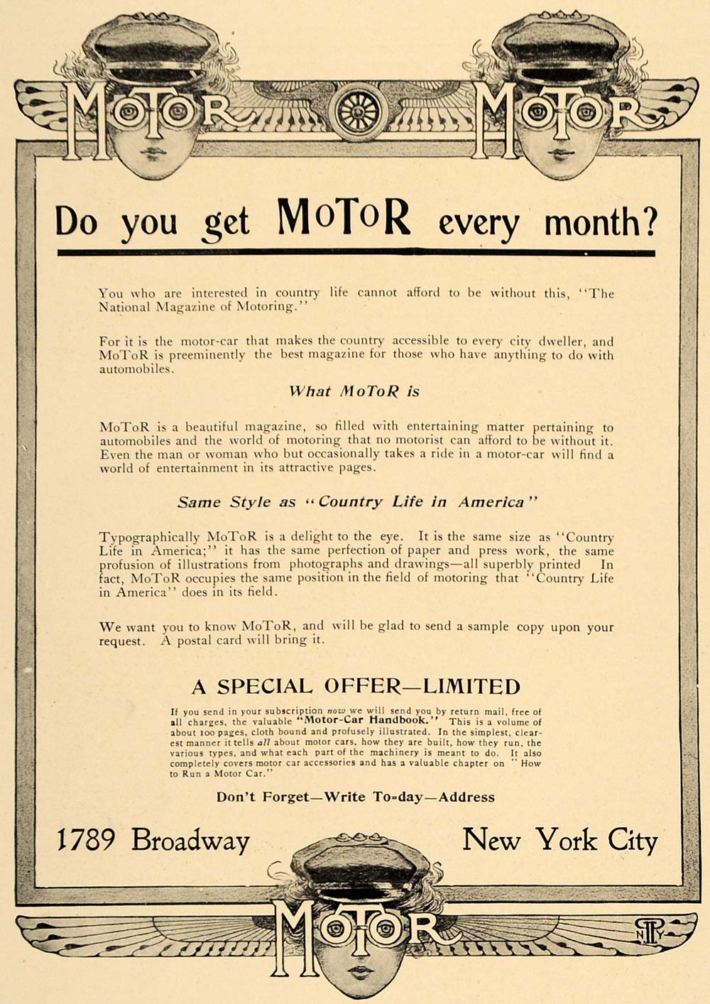 1906 Ad MoToR Automobile Magazine Motoring World Cars - ORIGINAL ADVERTISING CL9