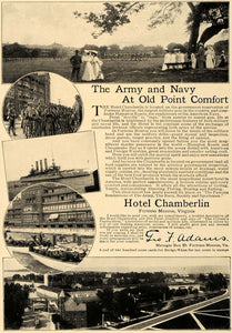 1906 Ad Patriotic Hotel Chamberlin Army Fortress Monroe - ORIGINAL CL9